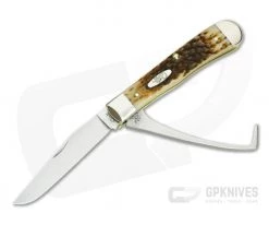 Case Amber Bone Peach Seed Jig Equestrian's Knife 00144