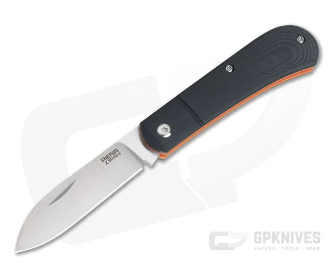 Pena Knives X-Series Spear Point Slipjoint Satin M390 Smooth Black G10 Slipjoint Folder
