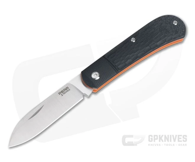 Pena Knives X-Series Spear Point Slipjoint Satin M390 Jigged Black G10 Slipjoint Folder