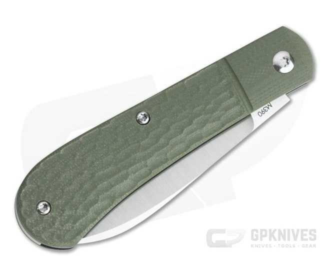Pena Knives X-Series Spear Point Slipjoint Satin M390 Jigged OD Green G10 Slipjoint Folder - Image 2