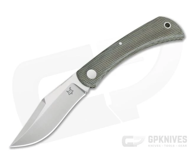 Fox Knives Libar Satin M390 Green Canvas Micarta Slip Joint Knife 01FX846