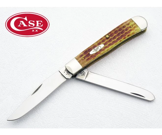 Case Trapper Pocket Worn Harvest Orange Corn Cob Jig Bone 07401 - Image 2