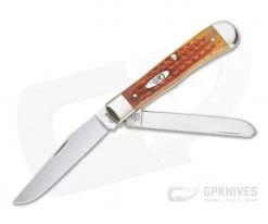 Case Trapper Pocket Worn Harvest Orange Corn Cob Jig Bone 07401