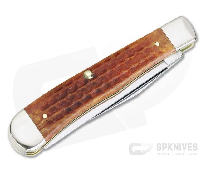 Case Trapper Pocket Worn Harvest Orange Corn Cob Jig Bone 07401 - Image 3