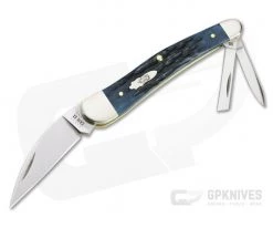 Case Seahorse Whittler Blue Denim Peach Seed Jig Bone Slip Joint 10882