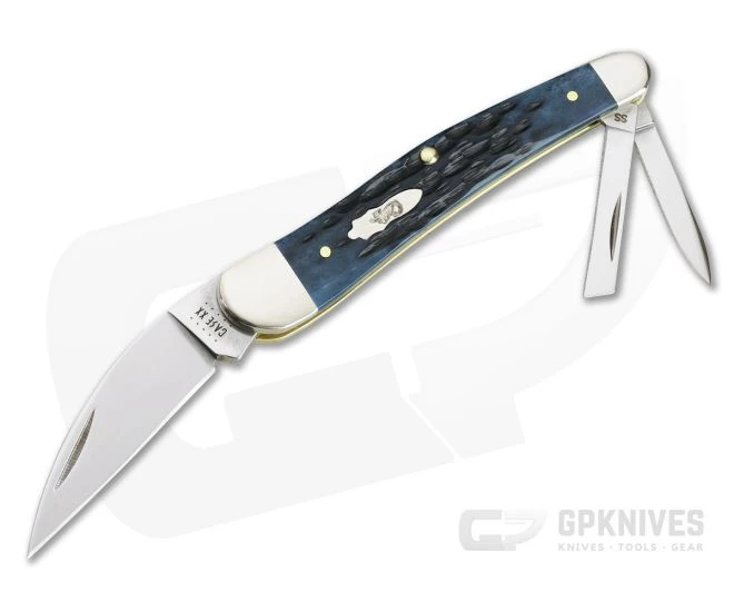 Case Seahorse Whittler Blue Denim Peach Seed Jig Bone Slip Joint 10882