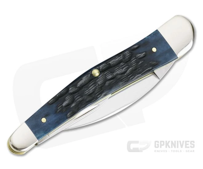 Case Seahorse Whittler Blue Denim Peach Seed Jig Bone Slip Joint 10882 - Image 2