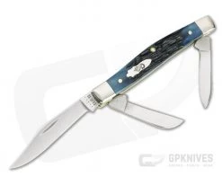 Case Medium Stockman Blue Denim Peach Seed Jigged Bone Slip Joint 10883