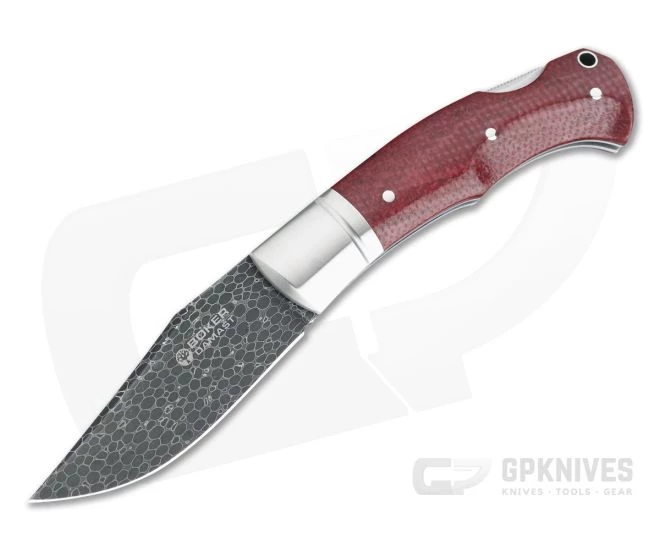 Boker Solingen Durand Boxer Dragonskin Damascus Red Jute Micarta Back Lock 111025DAM
