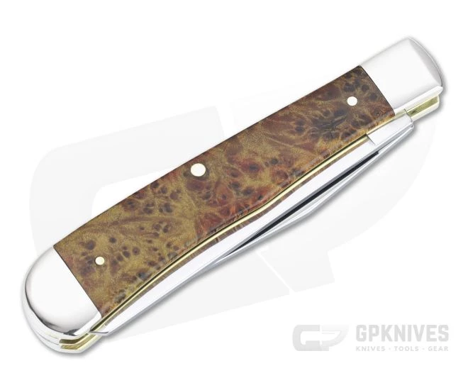 Case Trapper Smooth Autumn Maple Burl Wood Slip Joint Folder 11540 - Image 2