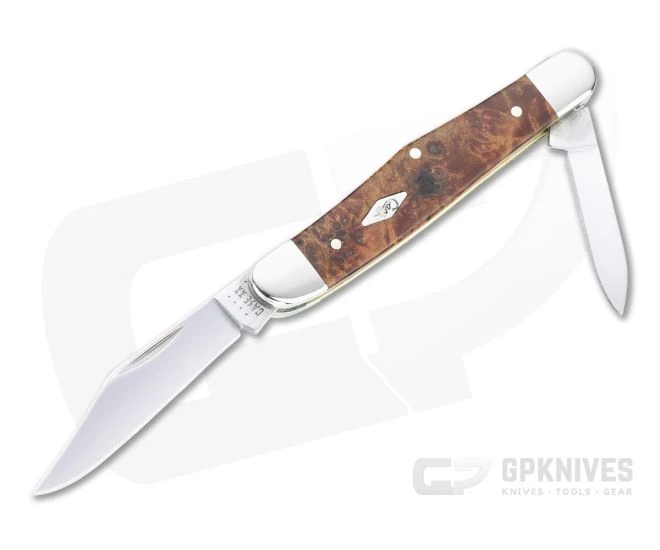 Case Half Whittler Smooth Autumn Maple Burl Wood Slip Joint 11543