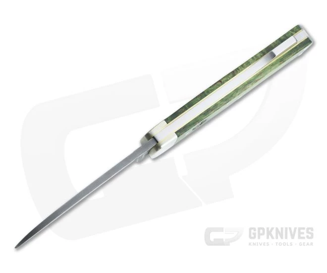 Boker Solingen Hunter's Knife Mono Damascus Green Curly Birch Lock Back Folder 118030DAM - Image 3