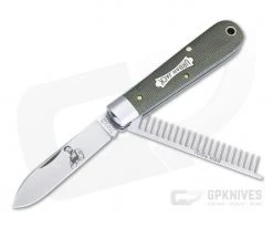 Tidioute #15 Urban Jack Knife OD Green Canvas Micarta Slip Joint Knife 152221