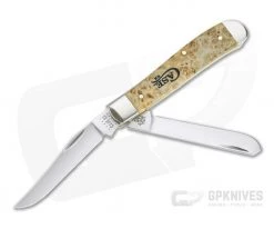 Case Mini Trapper Smooth Natural Box Elder Burl Wood 16565