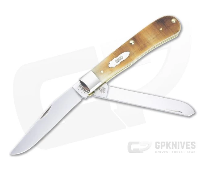 Case Trapper Sawcut Jig Barehead Amber Bone Slip Joint Folder 17890
