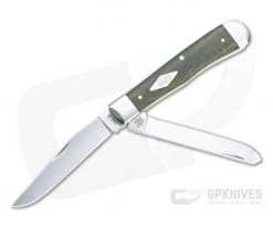 Case Trapper Smooth Green and Black Micarta Slip Joint Folder 23470