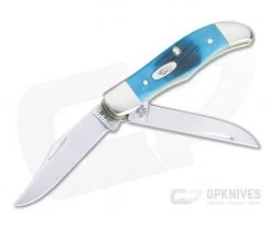 Case Pocket Hunter Two-Blade Caribbean Blue Sawcut Jig Bone 25591