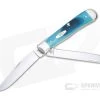 Case Trapper Caribbean Blue Sawcut Jig Bone Slip Joint Folder 25592