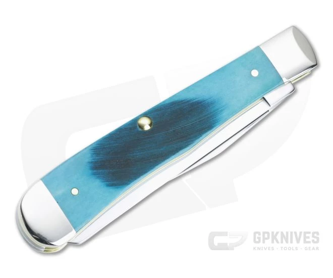 Case Trapper Caribbean Blue Sawcut Jig Bone Slip Joint Folder 25592 - Image 2