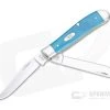 Case Mini Trapper Caribbean Blue Bone Saw Cut Jig Slip Joint 25593