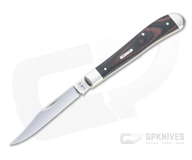 Case Slimline Trapper Smooth Black and Red Micarta Slip Joint Knife 27857
