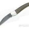 Chuck Hawes Custom Serpentine Wharncliffe Folder Green Micarta and Damascus