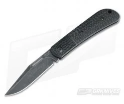 JE Made Slipjoint Black Stonewash S35VN Black Jigged Bolster Carbon Fiber