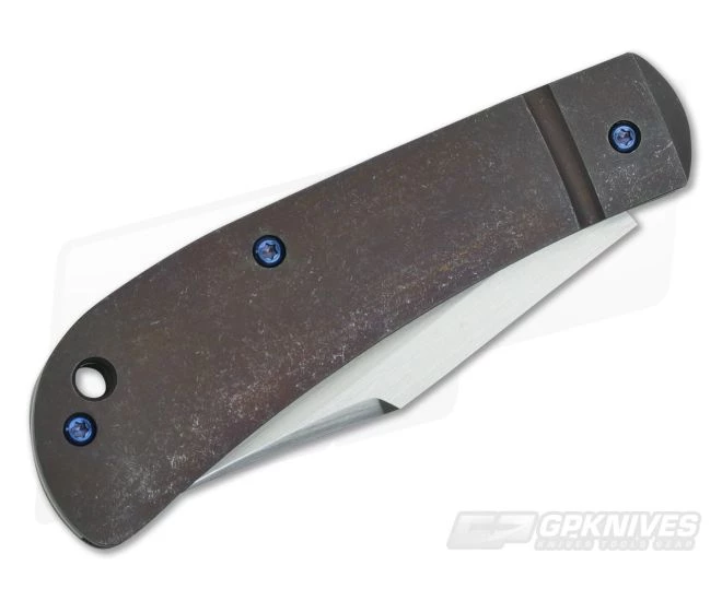 Enrique Pena Custom Lanny's Clip Point Tumbled Bronze Titanium Slipjoint 3659 - Image 2