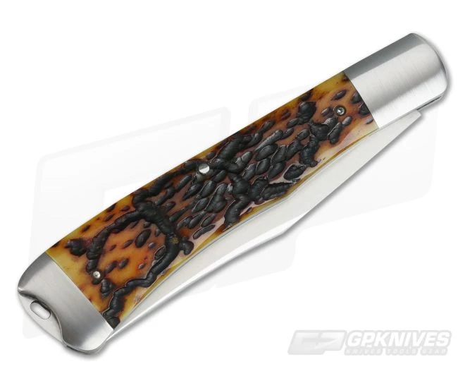 Bill Ruple Custom Bolstered Jigged Bone Trapper CPM-154 Slip Joint Folder - Image 2