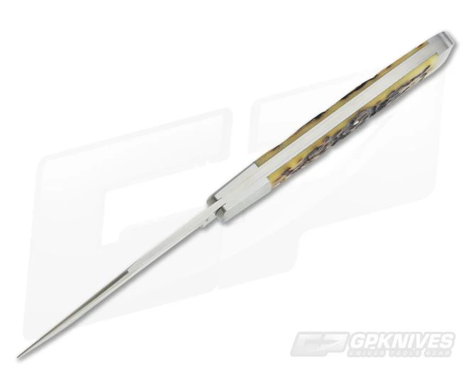 Bill Ruple Custom Bolstered Jigged Bone Trapper CPM-154 Slip Joint Folder - Image 3