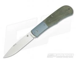 Trash Panda Knives Kit Slip Joint Satin CPM-154 Green Canvas Micarta with Bolsters 3782