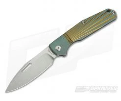 JE Made Combustion Slip Joint Bolstered Ray Milled Green Titanium w/ Clip CPM-3V