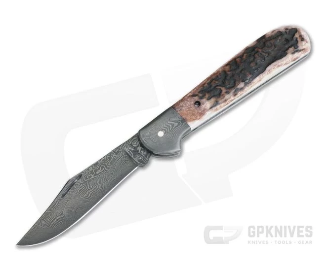 Chuck Hawes Custom Stag Copperhead Burl Pattern Damascus