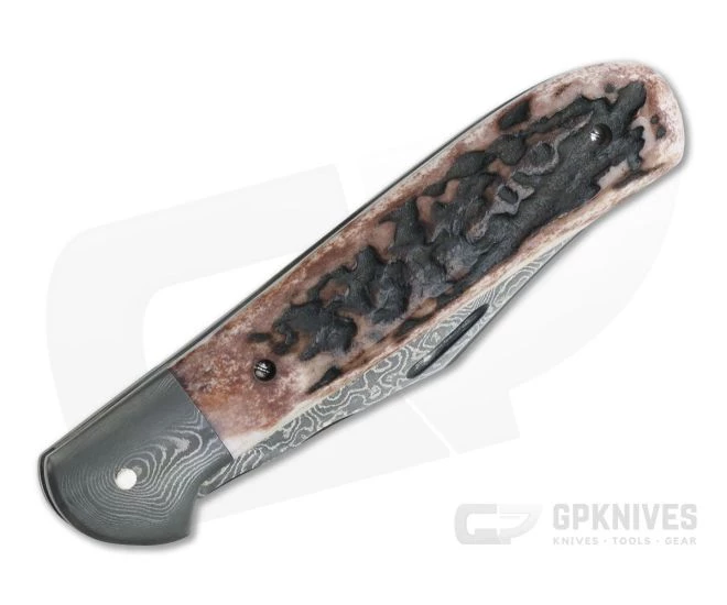 Chuck Hawes Custom Stag Copperhead Burl Pattern Damascus - Image 2