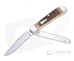 Case Trapper Peach Seed Jigged Brown Bone Slip Joint Folder 42650