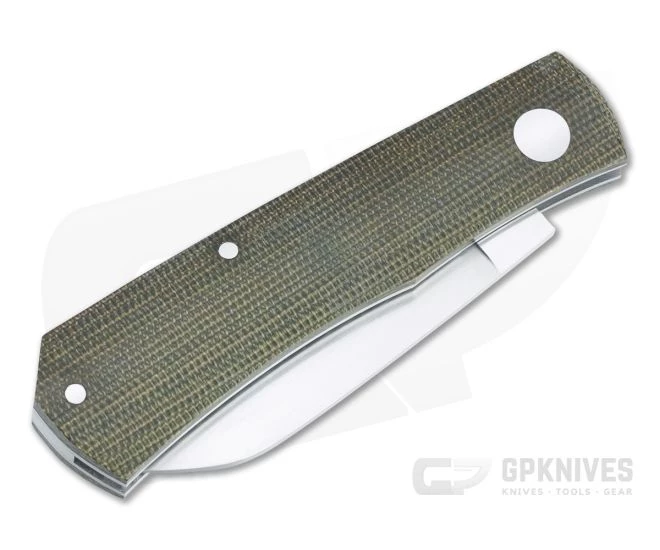 Sakman Knives Rhino Sheepsfoot Satin N690 Green Micarta Slip Joint Folder 4581 - Image 2