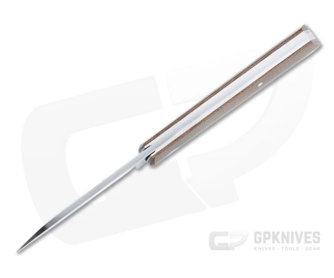 Sakman Knives Rhino Sheepsfoot Satin N690 Natural Micarta Green Shield Slip Joint Folder 4584 - Image 3