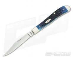 Case Slimline Trapper Ocean Blue Jigged Bone Handle 63631