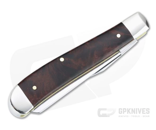 Case Mini Trapper Smooth Brown Maple Burl Wood Slip Joint 64062 - Image 2