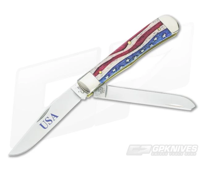 Case Trapper Star Spangled Natural Bone Handle 64132