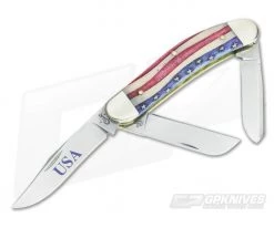 Case Sowbelly Star Spangled Natural Bone Handle 64134
