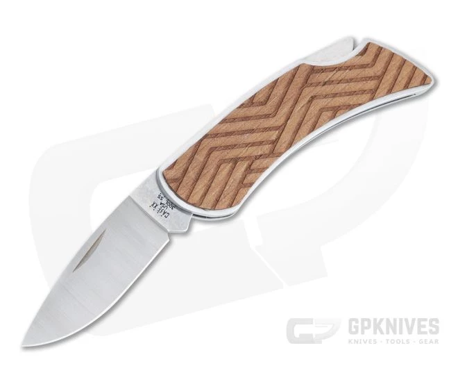 Case x Woodchuck Executive Lockback Lines Brushed Stainless Steel Folder 64322