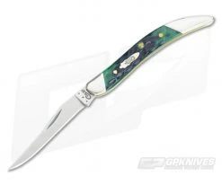 Case Tiny Toothpick Slanted Bolster Jigged Hunter Green Bone