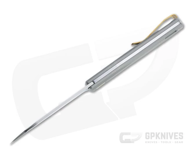 Real Steel Solis Sheepsfoot Satin N690 Gold/Gray Titanium Slip Joint Folder 7062G - Image 3