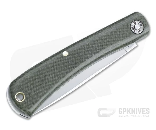 Great Eastern #71 Farm and Field Tool Bullnose Slip Joint Green Linen Micarta - Image 2