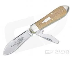 Tidioute Cutlery #85 Crown Lifter Bullet End Jack Slip Joint Natural Canvas Micarta