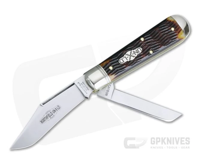 Northfield UN-X-LD #86 Oil Field Jack Two-Blade Autumn Gold Herringbone Jigged Bone