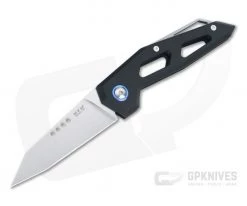 MKM Edge Reverse Tanto Satin M390 Black Aluminum Slip Joint Folder EG-ABK
