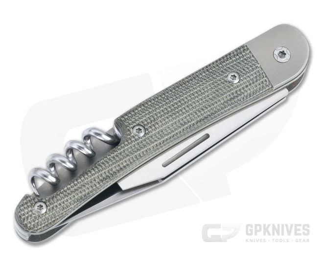 LionSteel Jack 3 M390 Green Canvas Micarta Modern Traditional Slip Joint JK3-CVG - Image 2