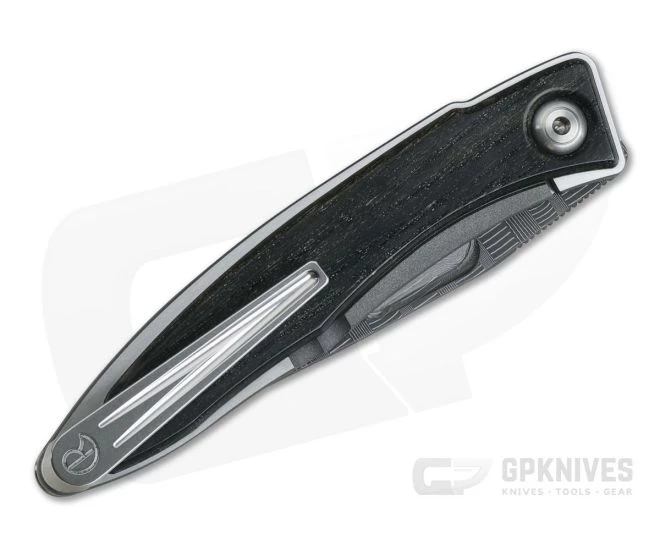 Chris Reeve Mnandi Basketweave Damascus Bog Oak Wood Inlays 1002 - Image 2